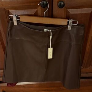 Max Studio Chocolate Brown Leather Skirt